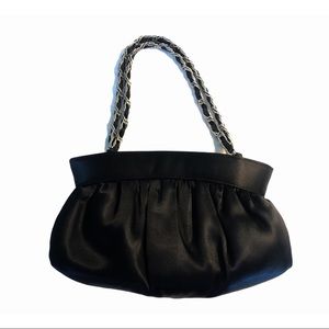 La Regale Black Satin Evening hand bag crossbody